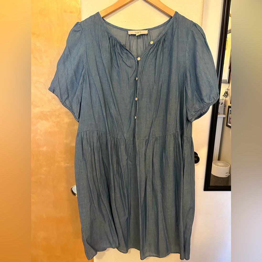 Anne Taylor LOFT Fall denim dress babydoll